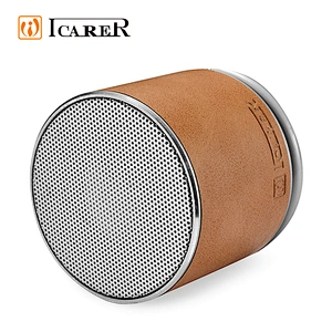 ICARER Wholesale Custom Leather Design Portable Mini Wireless Speaker With Ring