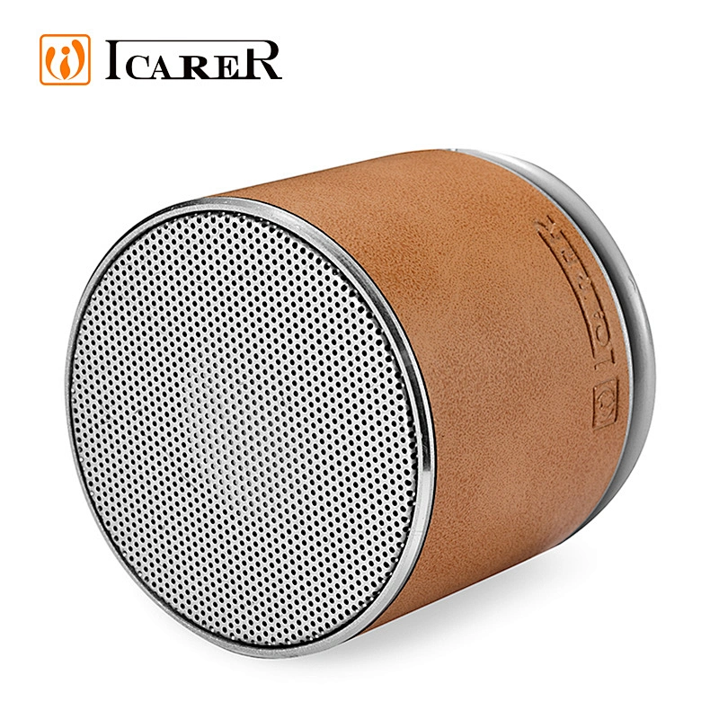 ICARER Wholesale Custom Leather Design Portable Mini Wireless Speaker With Ring