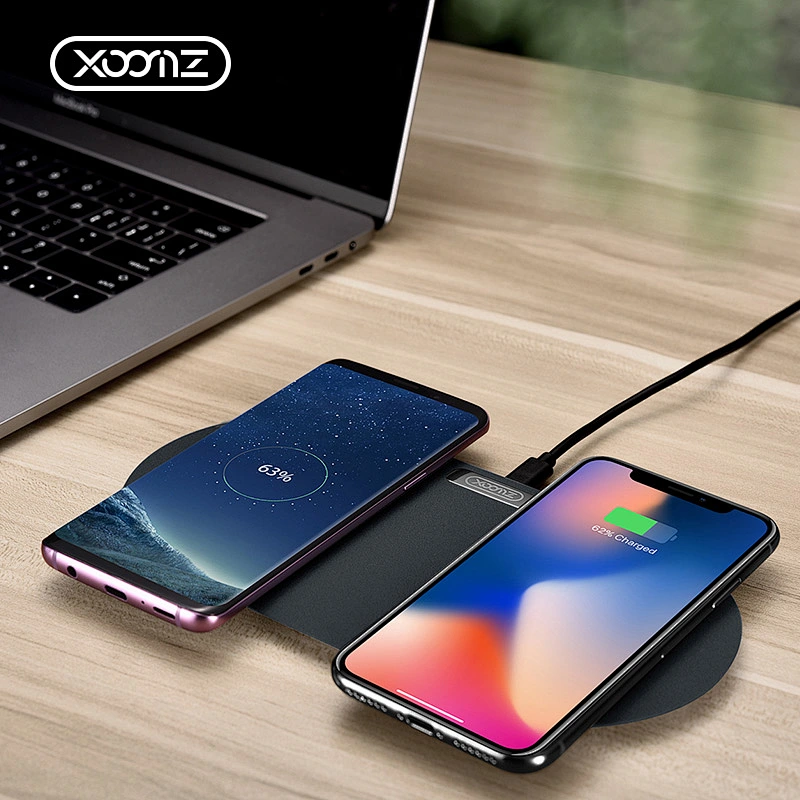 QI Fast Matte Frosted Mobile Phone Double Wireless Charging Pad Smart Cell Phone Wireless Charger for iPhone X 8 8 Plus