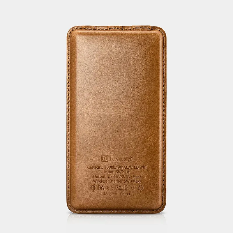 Customized Leather High Capacity Mobile Charger Fast Charging 10000mAh Power Bank