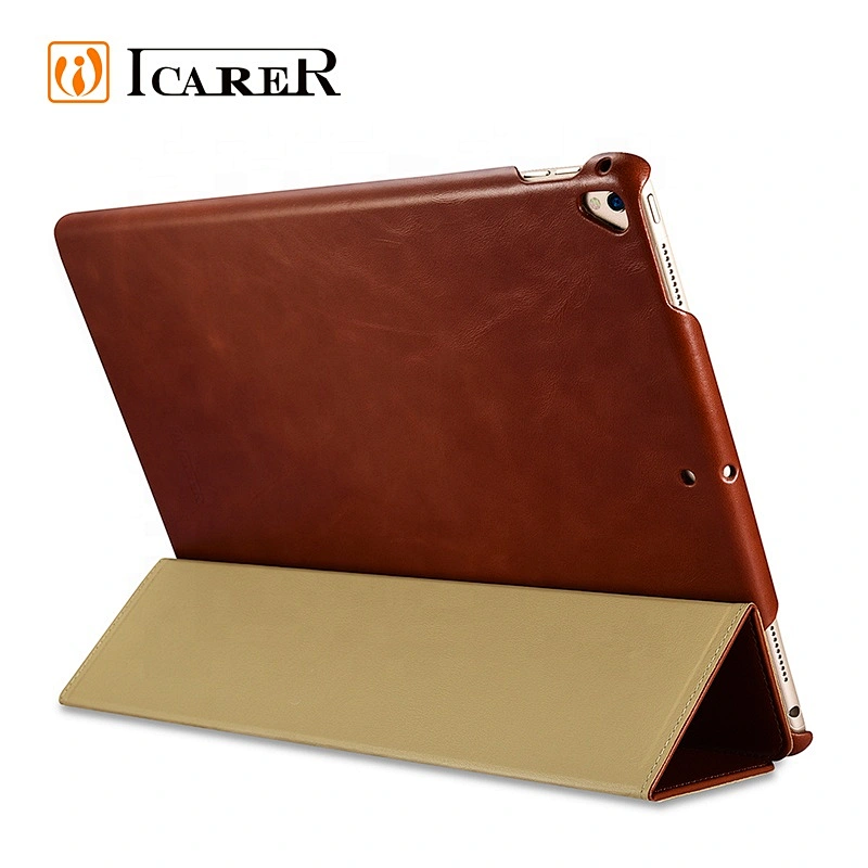 Wholesale Custom Vintage Genuine Leather Protective Case Cover for iPad Pro 12.9 inch 2017