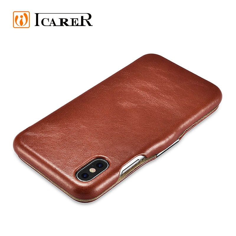 ICARER Cowhide Leather Phone Cover Case For Iphone X