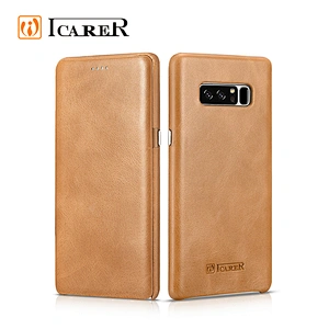 ICARER Flip Genuine Leather Phone Case For Samsung 8 Case