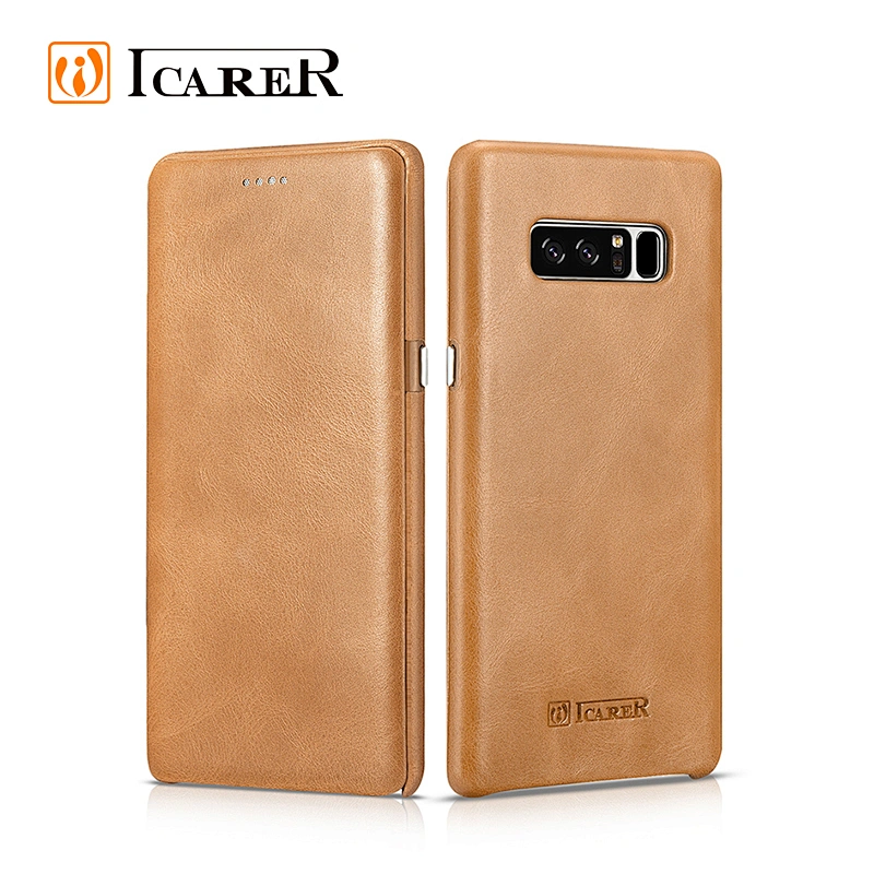 ICARER Flip Genuine Leather Phone Case For Samsung 8 Case