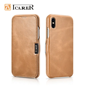 ICARER Popular 100% Real Cowhide Leather 360 Phone Protective Case For iPhone X XS MAX XR