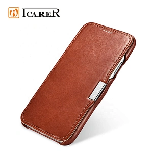 2019 ICARER Hot Selling Vintage Series Side Open Design Genuine Cowhide Leather Flip Case for iPhone XR
