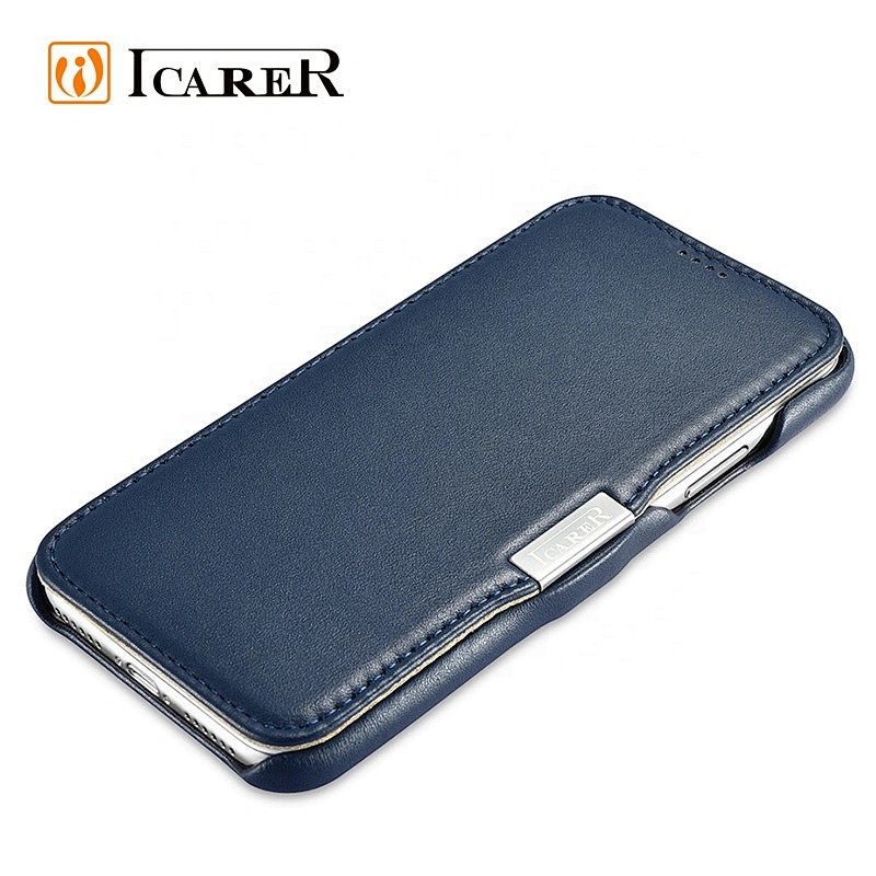ICARER Side-open Series Genuine Leather Cover Case For iPhone XR Back Leather Case