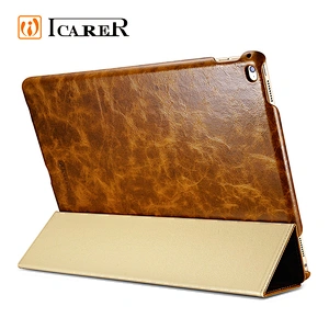 ICARER High Quality Oil Wax Vintage Genuine Leather Folio Case for iPad Pro 12.9 inch 9.7 inch