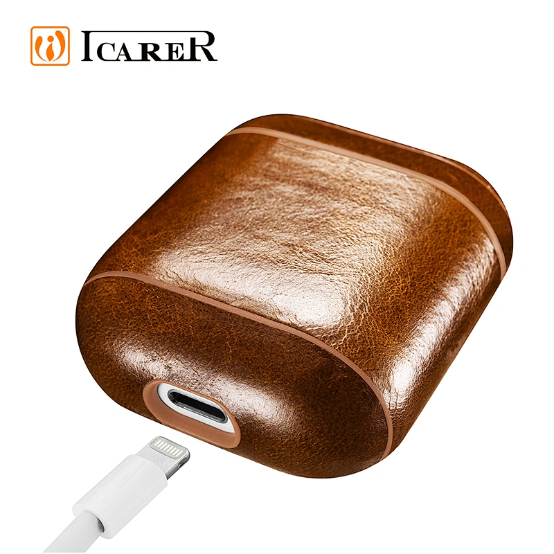 Wax Leather Earphones Charging Case for AirPods Case for iPhone