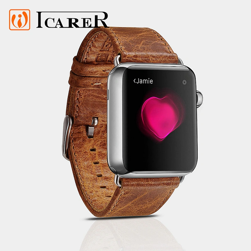 Wholesale Vegan Men Watchstrap Genuine Wrist 38mm Belt Watchband 42mm Leather Strap for Iwatch Band for Iphone
