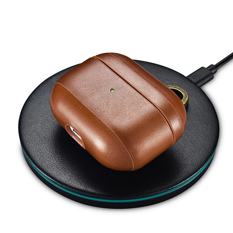 ICARER Case For Airpods Pro Case Vintage Leather Style With The Metal Hook