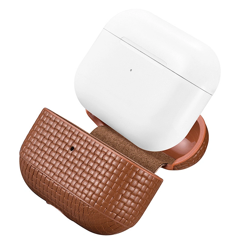 2021 High Quality OEM Hot Sell Protective Earphone Brown Case Fashion Design Shockproof Protective Vintage Case for Air pod Pro