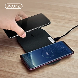 QI Fast Matte Frosted Mobile Phone Double Wireless Charging Pad Smart Cell Phone Wireless Charger for iPhone X 8 8 Plus