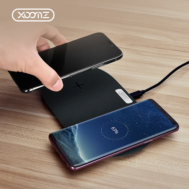 QI Fast Matte Frosted Mobile Phone Double Wireless Charging Pad Smart Cell Phone Wireless Charger for iPhone X 8 8 Plus