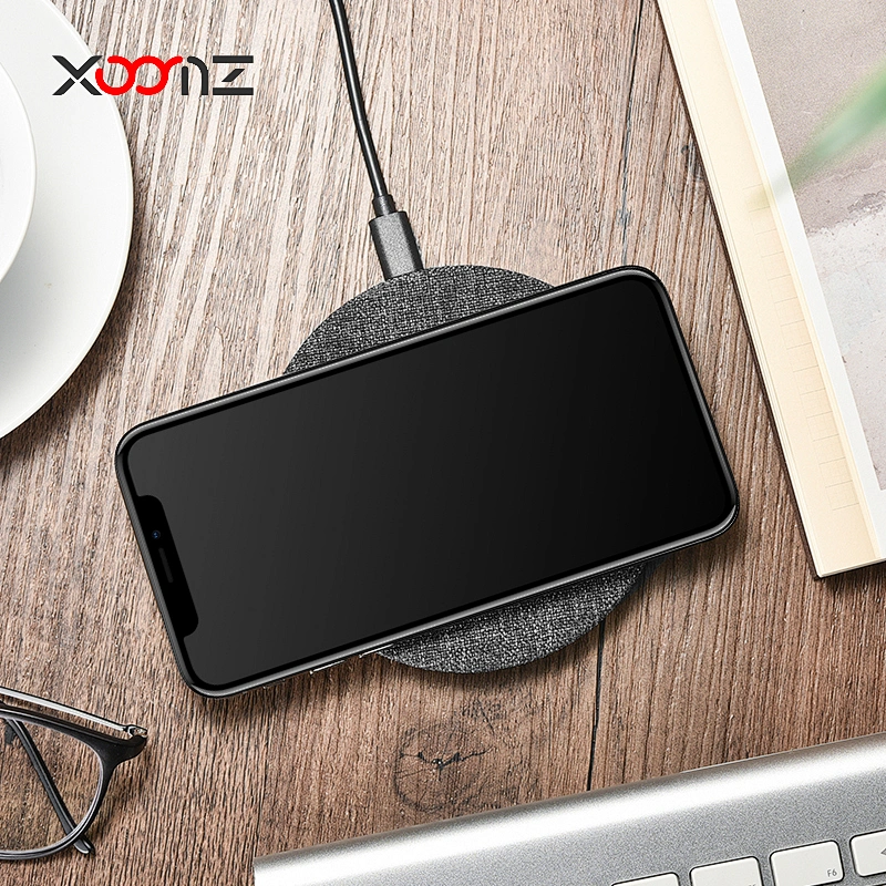 Wholesale Round Desktop Qi Charging Ultra Thin Fabric Table Mobile Portable Phone Wireless Pad Charger