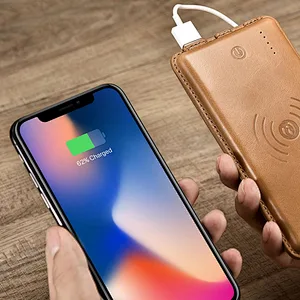 Customized Leather High Capacity Mobile Charger Fast Charging 10000mAh Power Bank