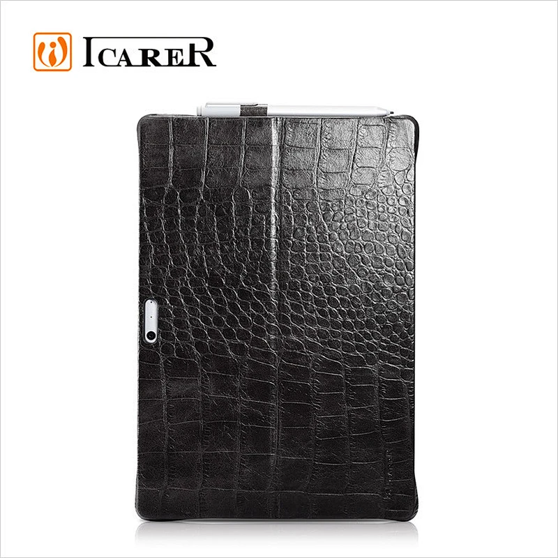 ICARER Genuine Leather Case for Microsoft Surface Pro 4 Back Cover with Stand Function