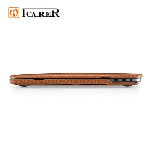 2020 Luxury Hot Selling Antiskid Woven Pattern Natural Cowhide Leather Laptop Protective Case for Macbook Pro 13