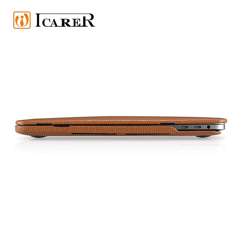 2020 Luxury Hot Selling Antiskid Woven Pattern Natural Cowhide Leather Laptop Protective Case for Macbook Pro 13