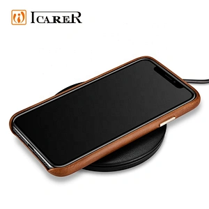 ICARER Support Wireless Charging Original Genuine Leather Phone Cover Case for iPhone XS