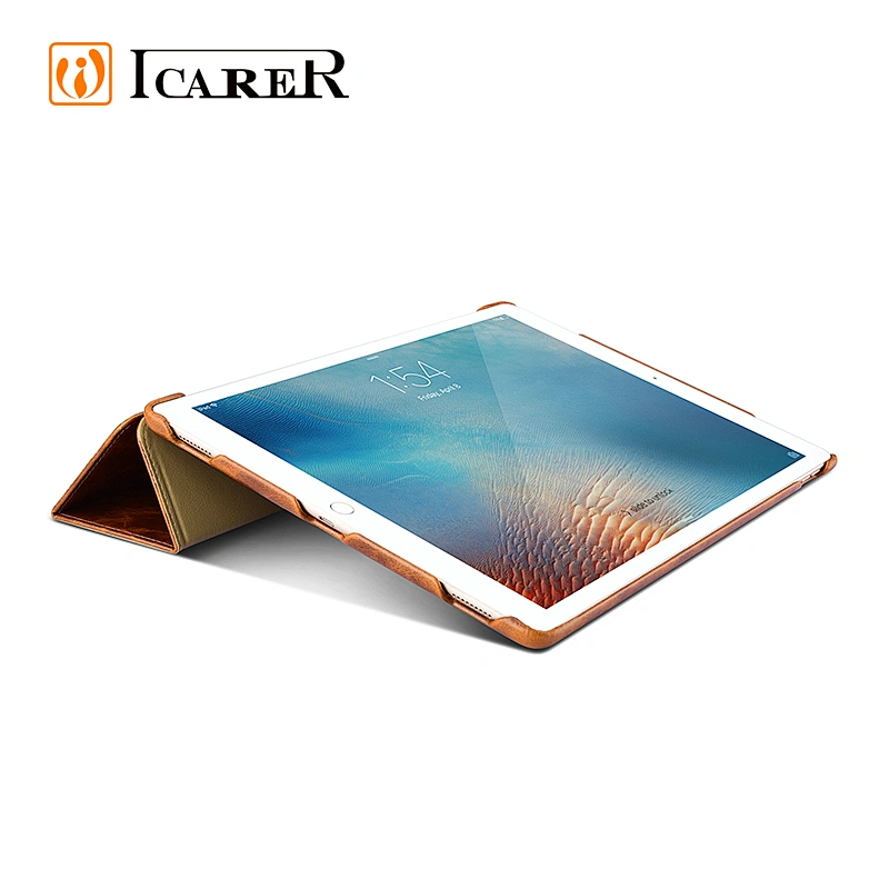 ICARER High Quality Oil Wax Vintage Genuine Leather Folio Case for iPad Pro 12.9 inch 9.7 inch