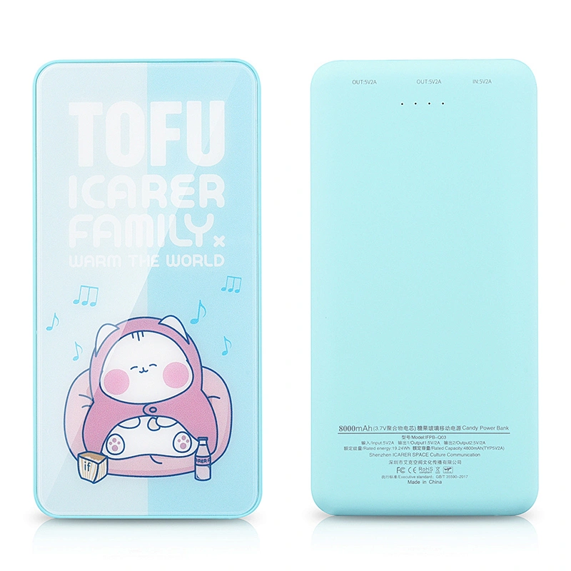 Mirror Glass Surface Portable 8000mAh Charging Power Bank