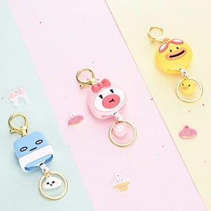 Cute mini girl's favorite gift pendant retractable keychain