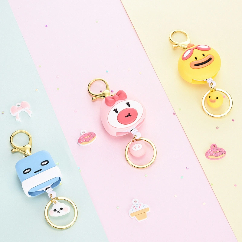 Cute mini girl's favorite gift pendant retractable keychain