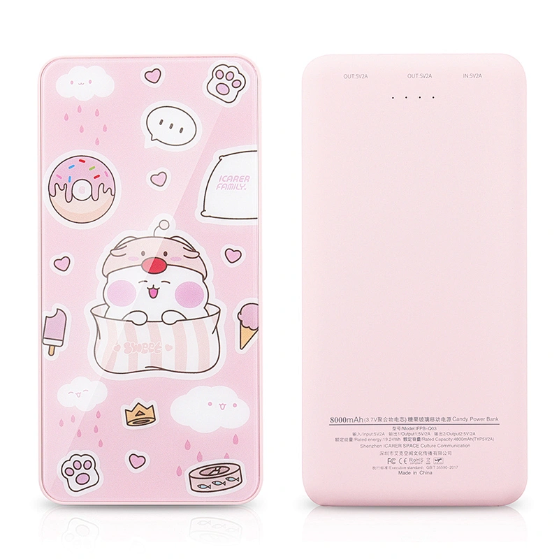 Mirror Glass Surface Portable 8000mAh Charging Power Bank