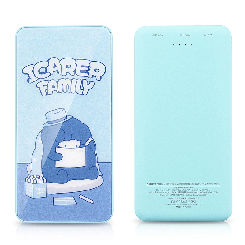 Mirror Glass Surface Portable 8000mAh Charging Power Bank