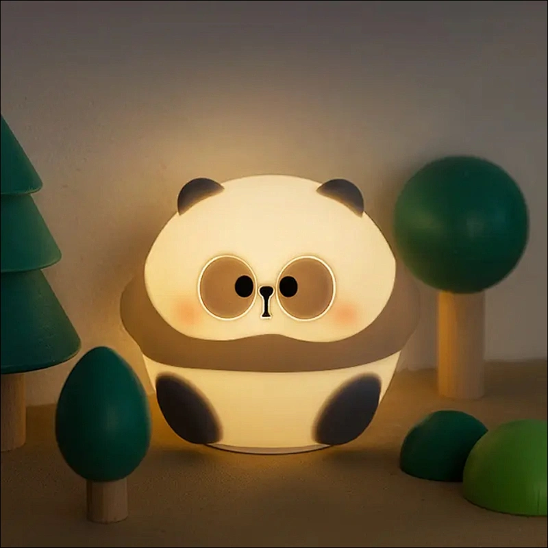 Charming Panda LED Night Lamp with Dark Circle Detail and Soft Peaceful Light for Kids