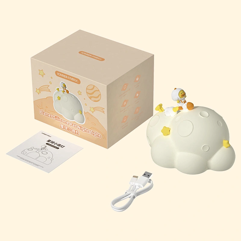 ICARER FAMILY Kids Night Light Cute Duck Shape Glass ABS Material Warm Color Touch Control Customizable Product Bedroom Use