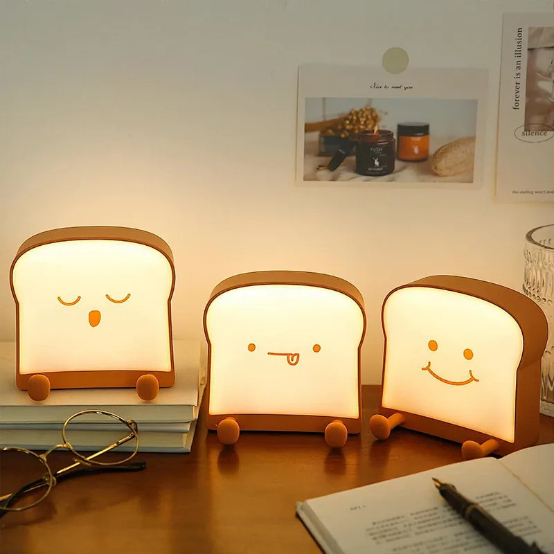 Toast Shape Custom USB Bedside Baby Sleeping Table Lamps for Girls Led Warm Decorative Lights for Home Decor