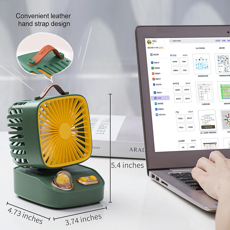 ICARER FAMILY Desk Fan 2400mAh Type C USB Cute Smart Fan for Kids Office or Home Use Fan Table