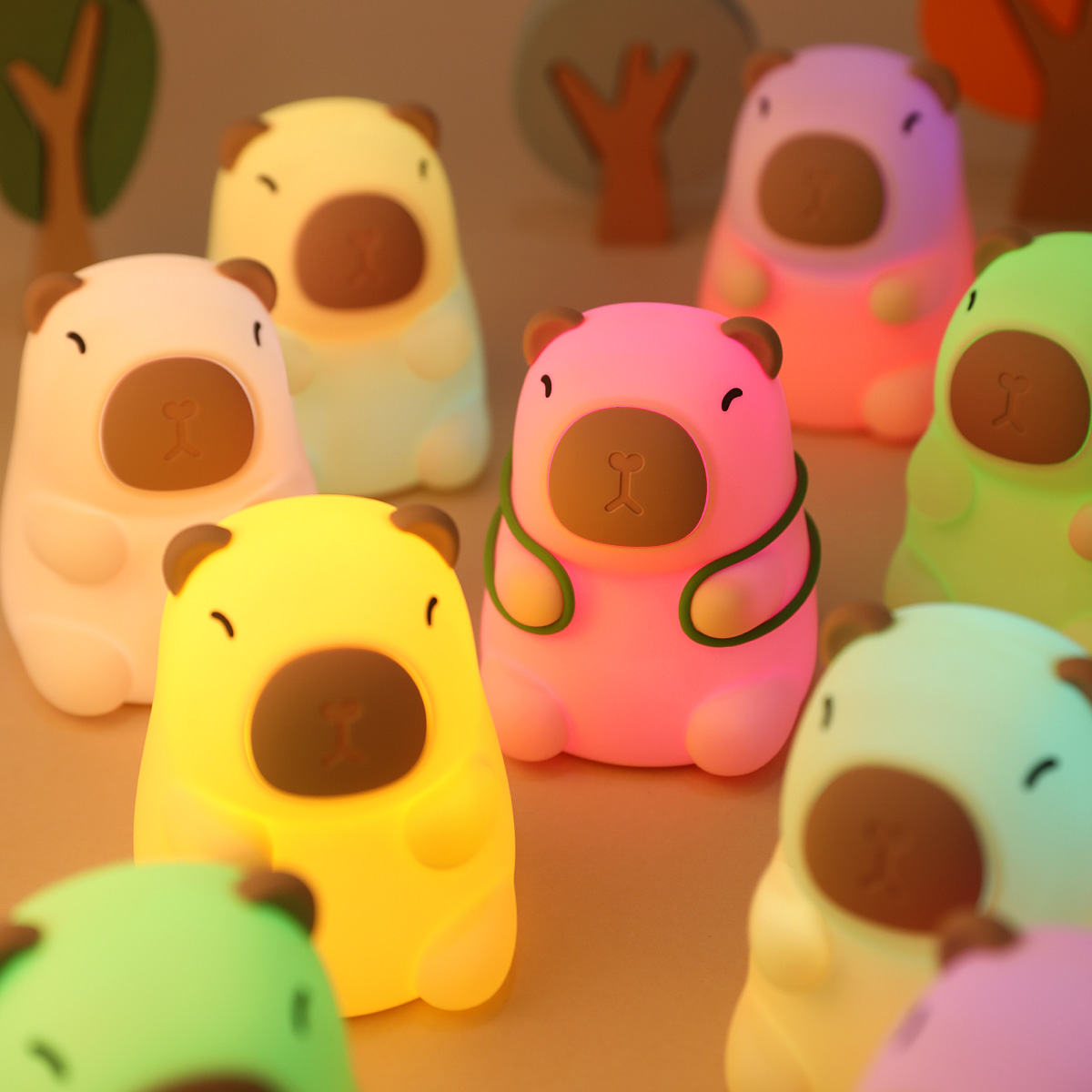 Capybara Girl Kids Gift Bedroom Sleeping Lamp Cute Soft Light Color Gradient Cute Dog Silicone Night Light for Baby Boy