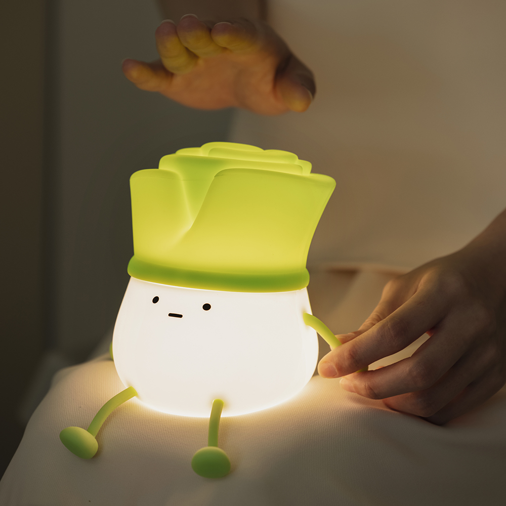 Leek Silicone Pat Night Light Green Onion Ming Children's Bedroom Sleep Rechargeable Bed with Sleep Creative Gift