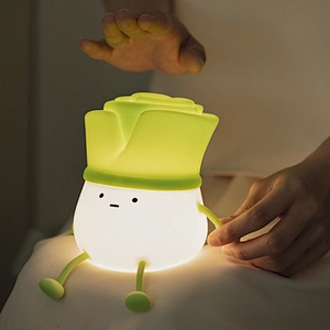 Leek Silicone Pat Night Light Green Onion Ming Children's Bedroom Sleep Rechargeable Bed with Sleep Creative Gift