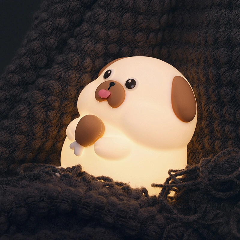 Cute Dog Led Rechargeable Lights Custom Pat Touch Smart USB Mini Silicone Night Light for Kids Room