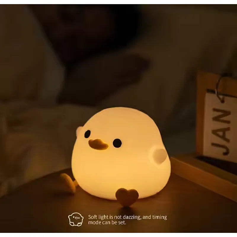 Cartoon Lighting Gift Rechargeable Silicon Duck Lamp Smart Bedside Led Night Light for Children Baby Kids