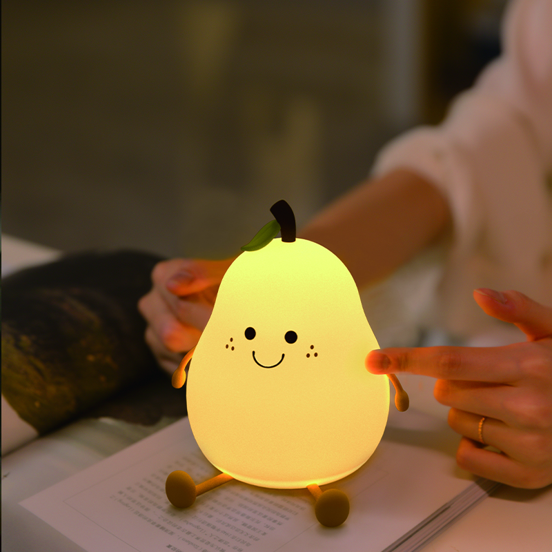 Minimalist Style Cute Silicone Flower Pear Lamp Portable LED Night Light Cozy Ambiance Warm White Touch Children's Room Home Use