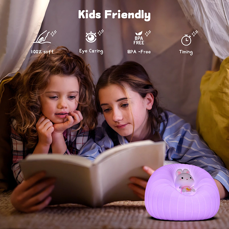 ICARER FAMILY Kawaii Touch Control Led Baby Night Lamp Rechargeable Silicone Night Light for Kids