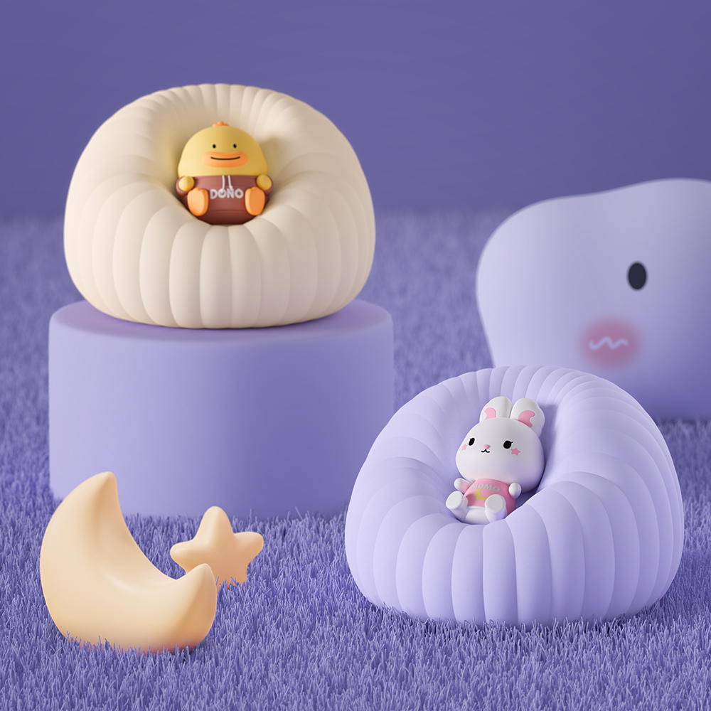 ICARER FAMILY Kawaii Touch Control Led Baby Night Lamp Rechargeable Silicone Night Light for Kids