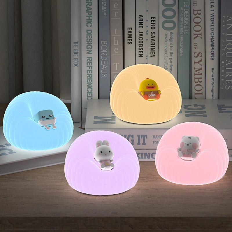 ICARER FAMILY Cute Duck Led Night Lamp Dimming Touch Silicone Rechargeable Table Lamp Silicone Custom Night Light