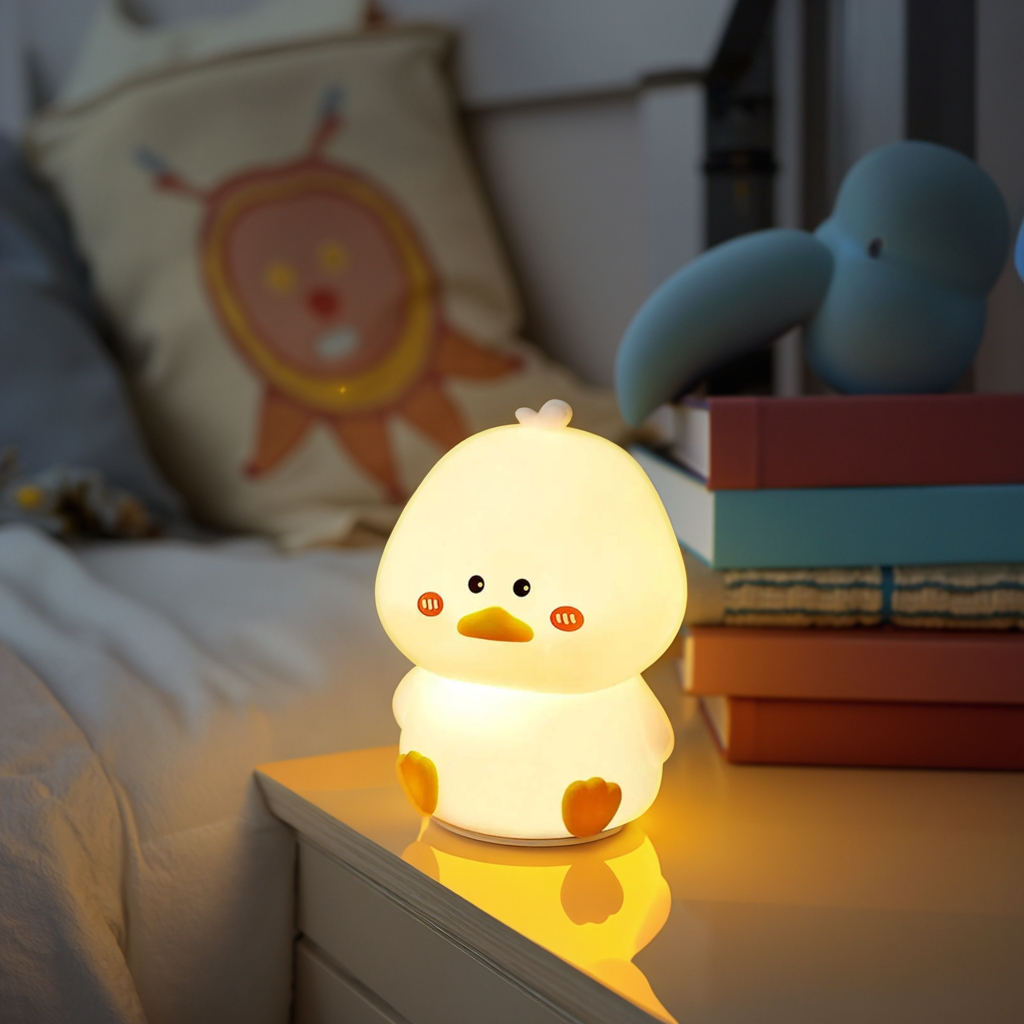 Cute Duck LED Night Light with Soft Restful Glow for Kids Room and Bedtime