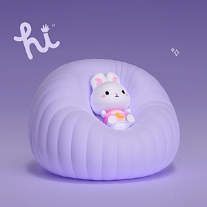 ICARER FAMILY Kids Nursery Touch Dimming Night Light Silicone Duck Lamp Rechargeable Led Night Lights for Kids Room