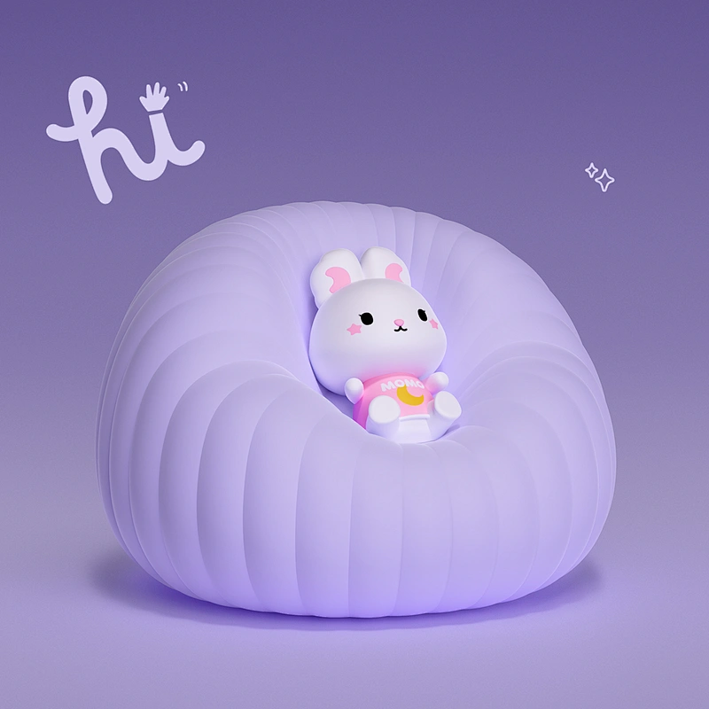 ICARER FAMILY Kids Nursery Touch Dimming Night Light Silicone Duck Lamp Rechargeable Led Night Lights for Kids Room
