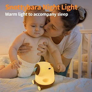 Kawaii Capybara Changeable Colors Anime Pat Silicone Night Light for Kids Rechargeable USB Light Lamp for Bedroom