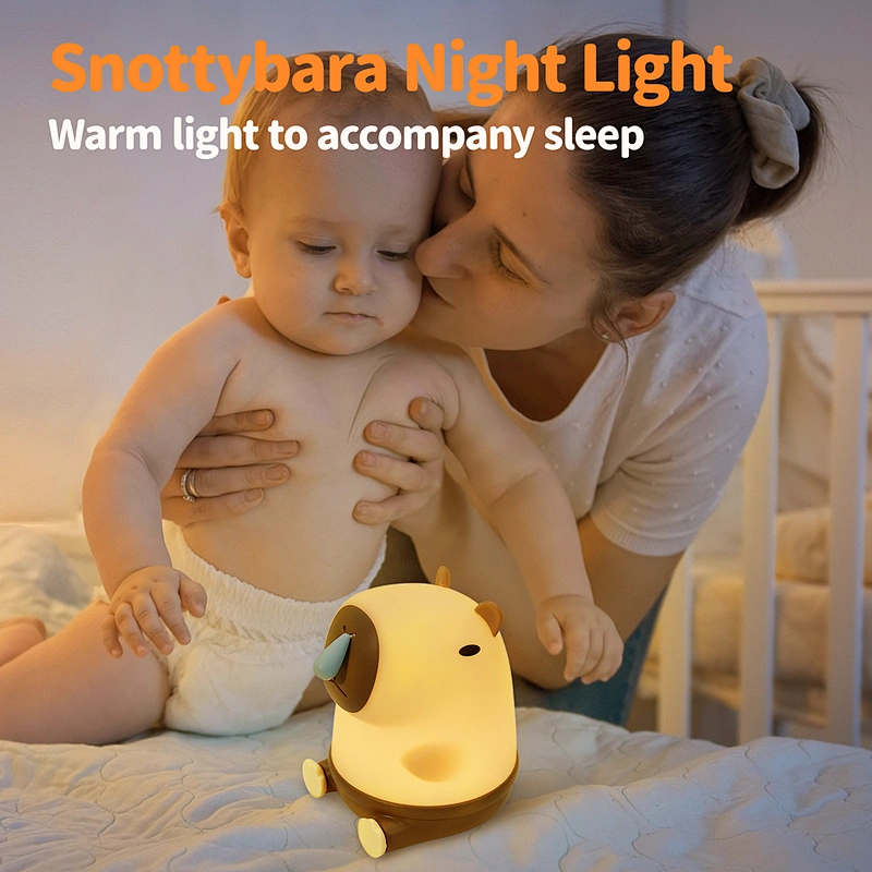 Kawaii Capybara Changeable Colors Anime Pat Silicone Night Light for Kids Rechargeable USB Light Lamp for Bedroom