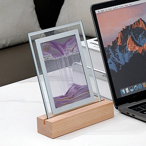Modern Sandscape Lamp with Moving Sand Art Picture Hourglass Painting Night Light for Bedroom Use