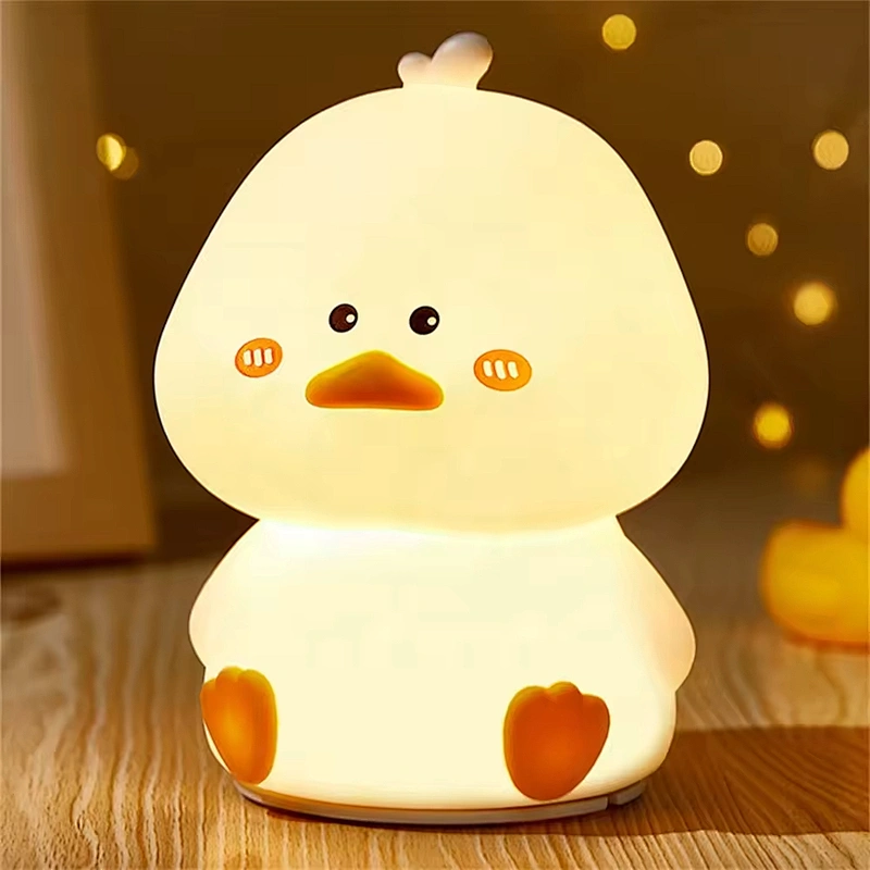 Children Night Light Soft Silicone Cute Duck LED Lamp Rechargeable Night Light for Kids Room and Home Decor